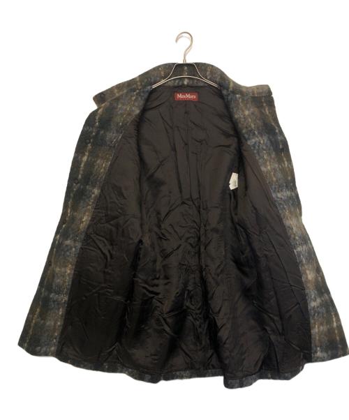 MaxMara（マックスマーラ）MaxMara (マックスマーラ) スタンドカラーコート ブラウン×ブルー サイズ:40の古着・服飾アイテム