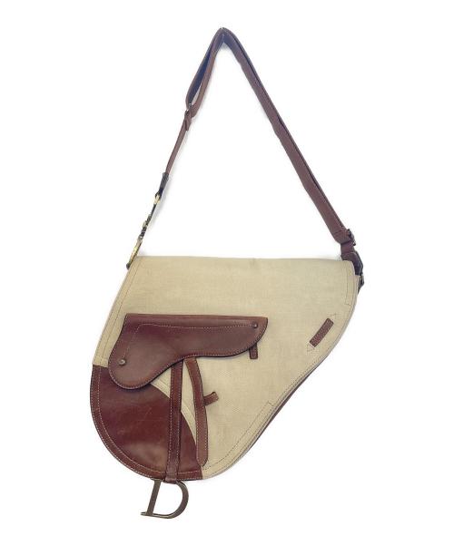 Christian Dior（クリスチャン ディオール）Christian Dior (クリスチャン ディオール) サドルバッグ アイボリー×ブラウンの古着・服飾アイテム