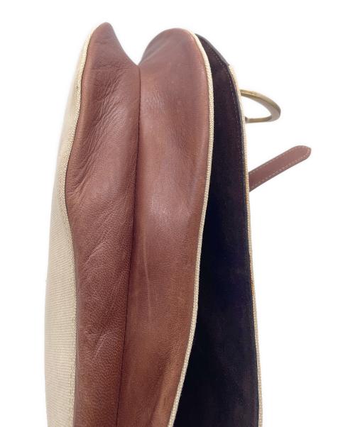 Christian Dior（クリスチャン ディオール）Christian Dior (クリスチャン ディオール) サドルバッグ アイボリー×ブラウンの古着・服飾アイテム