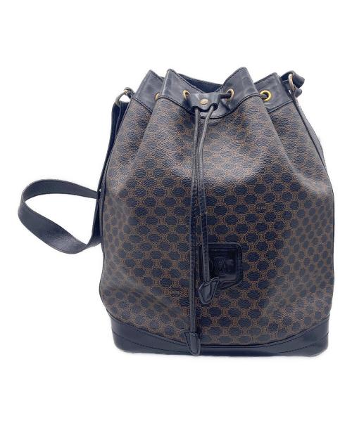 CELINE（セリーヌ）CELINE (セリーヌ) 巾着バッグ ブラック×ブラウンの古着・服飾アイテム