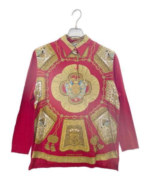 HERMES（エルメス）HERMES (エルメス) ニットポロシャツ レッド サイズ:Mの古着・服飾アイテム