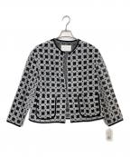 BALLSEYボールジィ）の古着「フラッフィーヤーンエンブロイダリー クルーネックジャケット」｜ホワイト×ブラック