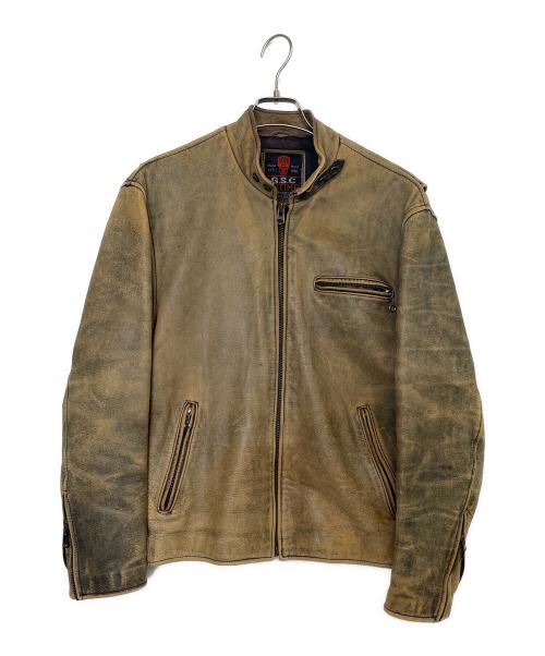 GSC ON TIME（ジーエスシーオンタイム）GSC ON TIME (ジーエスシーオンタイム) レザージャケット ベージュ サイズ:Lの古着・服飾アイテム