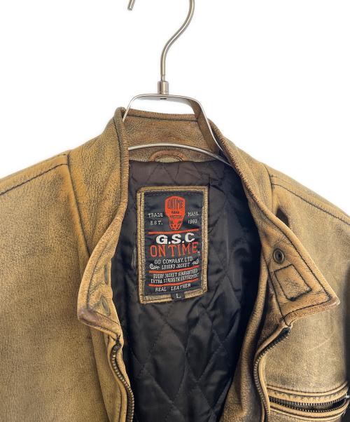 GSC ON TIME（ジーエスシーオンタイム）GSC ON TIME (ジーエスシーオンタイム) レザージャケット ベージュ サイズ:Lの古着・服飾アイテム