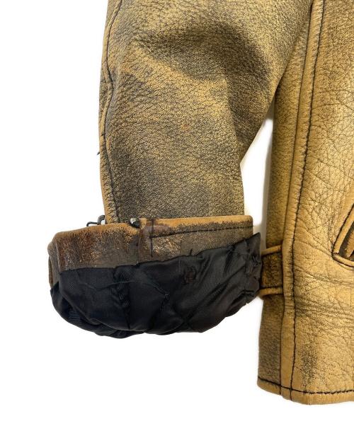 GSC ON TIME（ジーエスシーオンタイム）GSC ON TIME (ジーエスシーオンタイム) レザージャケット ベージュ サイズ:Lの古着・服飾アイテム