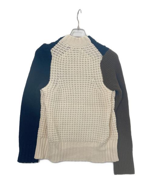 sacai（サカイ）sacai (サカイ) 再構築ローゲージニット ネイビー×ホワイト サイズ:2の古着・服飾アイテム