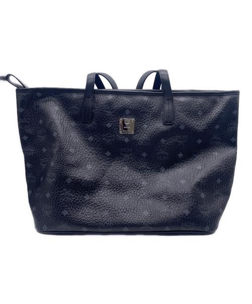 MCM（エムシーエム）MCM (エムシーエム) レザートートバッグ ブラックの古着・服飾アイテム
