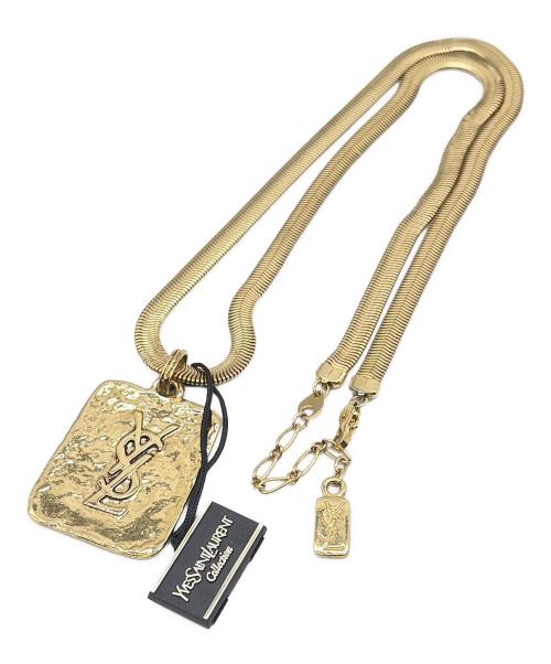 Yves Saint Laurent（イヴサンローラン）Yves Saint Laurent (イヴサンローラン) YSLプレートネックレス ゴールドの古着・服飾アイテム
