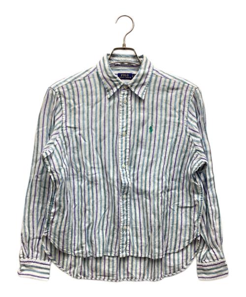 POLO RALPH LAUREN（ポロ・ラルフローレン）POLO RALPH LAUREN (ポロ・ラルフローレン) ストライプシャツ スカイブルー サイズ:XSの古着・服飾アイテム