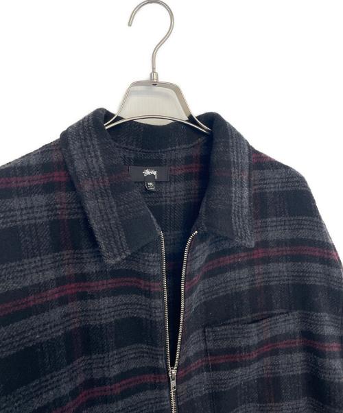 stussy（ステューシー）stussy (ステューシー) ウールジャケット レッド×ブラック サイズ:XXLの古着・服飾アイテム