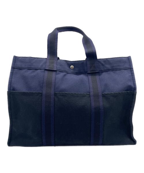 HERMES（エルメス）HERMES (エルメス) トートバッグ ブラック×ネイビーの古着・服飾アイテム