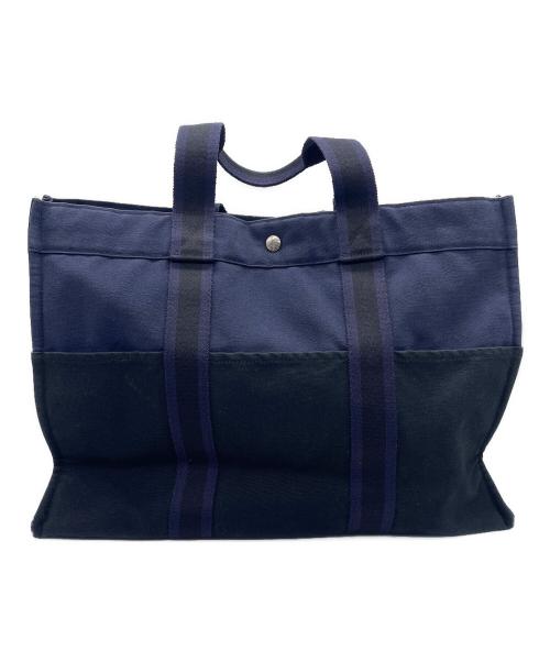 HERMES（エルメス）HERMES (エルメス) トートバッグ ブラック×ネイビーの古着・服飾アイテム