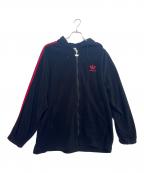 ）の古着「フリースジップパーカー」｜レッド×ブラック