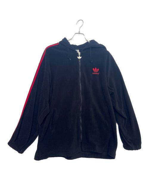 adidas（アディダス）adidas (アディダス) フリースジップパーカー レッド×ブラック サイズ:Ｌの古着・服飾アイテム