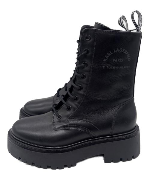 Karl Lagerfeld（カール ラガーフェルド）KARL LAGERFELD (カール ラガーフェルド) Burly Biker Hi Lace Boot ブラック サイズ:23の古着・服飾アイテム