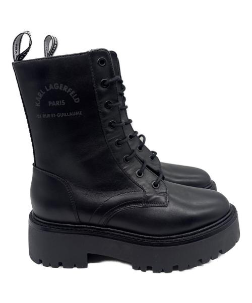 Karl Lagerfeld（カール ラガーフェルド）KARL LAGERFELD (カール ラガーフェルド) Burly Biker Hi Lace Boot ブラック サイズ:23の古着・服飾アイテム