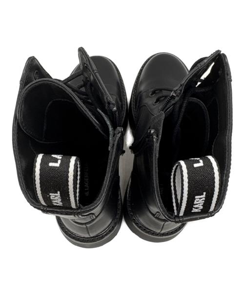 Karl Lagerfeld（カール ラガーフェルド）KARL LAGERFELD (カール ラガーフェルド) Burly Biker Hi Lace Boot ブラック サイズ:23の古着・服飾アイテム
