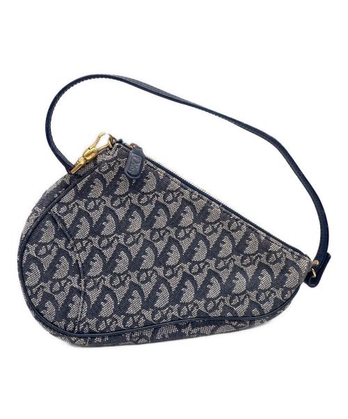 Christian Dior（クリスチャン ディオール）Christian Dior (クリスチャン ディオール) ハンドポーチ グレー×ネイビーの古着・服飾アイテム