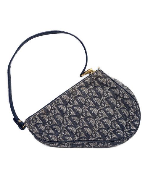 Christian Dior（クリスチャン ディオール）Christian Dior (クリスチャン ディオール) ハンドポーチ グレー×ネイビーの古着・服飾アイテム