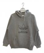 adidasアディダス）の古着「ロゴ刺繍プルオーバーパーカー」｜グレー
