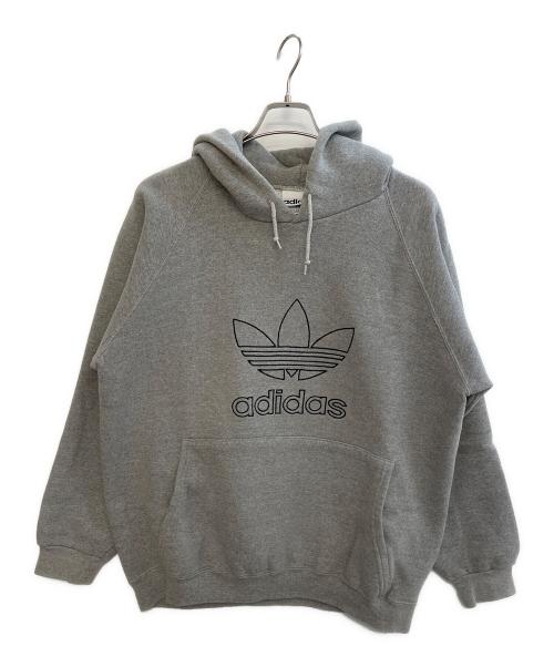 adidas（アディダス）adidas (アディダス) ロゴ刺繍プルオーバーパーカー グレー サイズ:Freeの古着・服飾アイテム