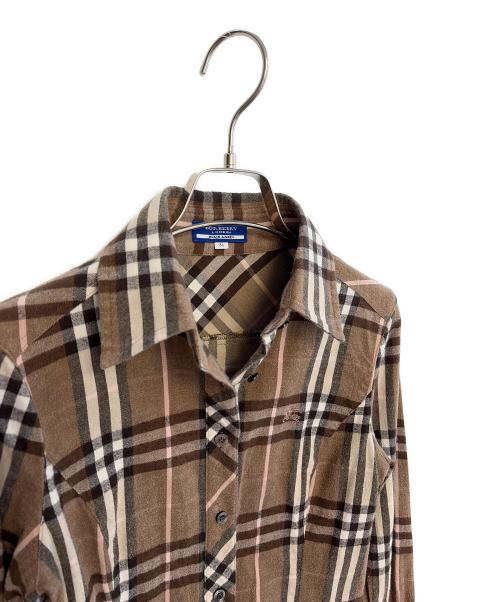 BURBERRY BLUE LABEL（バーバリー ブルー レーベル）BURBERRY BLUE LABEL (バーバリー ブルー レーベル) チェックシャツ ブラウン サイズ:36の古着・服飾アイテム