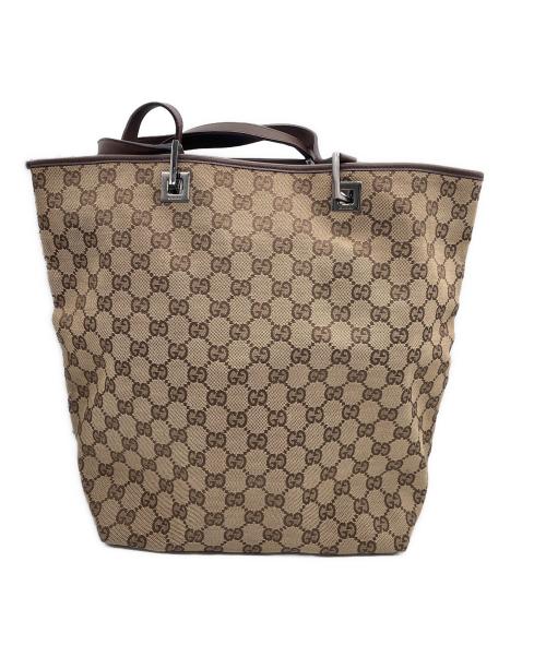 GUCCI（グッチ）GUCCI (グッチ) GGキャンバストートバッグ ブラウンの古着・服飾アイテム