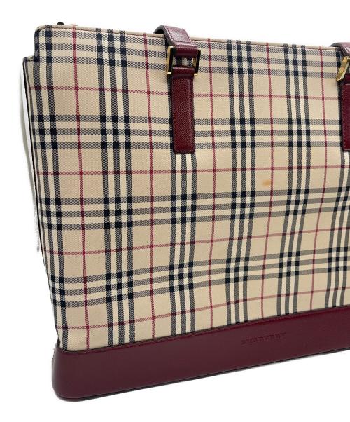 BURBERRY（バーバリー）BURBERRY (バーバリー) トートバッグ ベージュ×レッドの古着・服飾アイテム