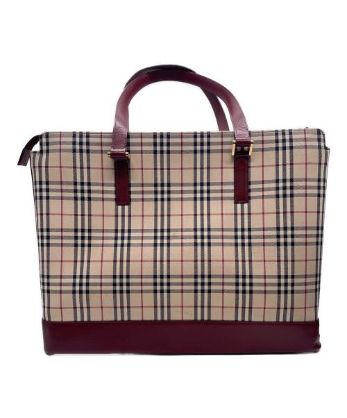BURBERRY（バーバリー）BURBERRY (バーバリー) トートバッグ ベージュ×レッドの古着・服飾アイテム