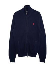 POLO RALPH LAUREN（ポロ・ラルフローレン）の古着「POLO RALPH LAUREN ポロ ラルフローレンコットン ニットジャケット」｜ネイビー