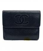 CHANELシャネル）の古着「3つ折り財布」｜ブラック