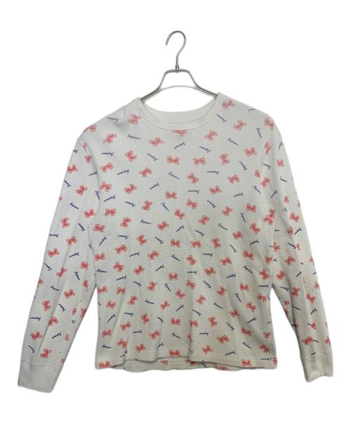 SUPREME（シュプリーム）Supreme (シュプリーム) 長袖カットソー ホワイト×ピンク サイズ:Sの古着・服飾アイテム