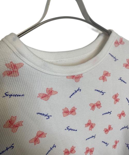 SUPREME（シュプリーム）Supreme (シュプリーム) 長袖カットソー ホワイト×ピンク サイズ:Sの古着・服飾アイテム
