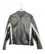 wilsons leatherウィルソンズレザー）の古着「ライダースジャケット」｜ブラック×ホワイト