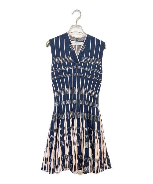 ANAYI（アナイ）ANAYI (アナイ) ノースリーブワンピース ネイビー×ホワイト サイズ:Mの古着・服飾アイテム