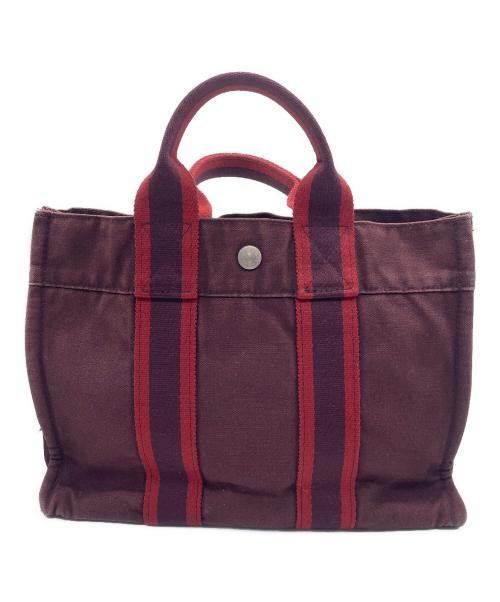 HERMES（エルメス）HERMES (エルメス) ハンドバッグ ブラウン×レッドの古着・服飾アイテム