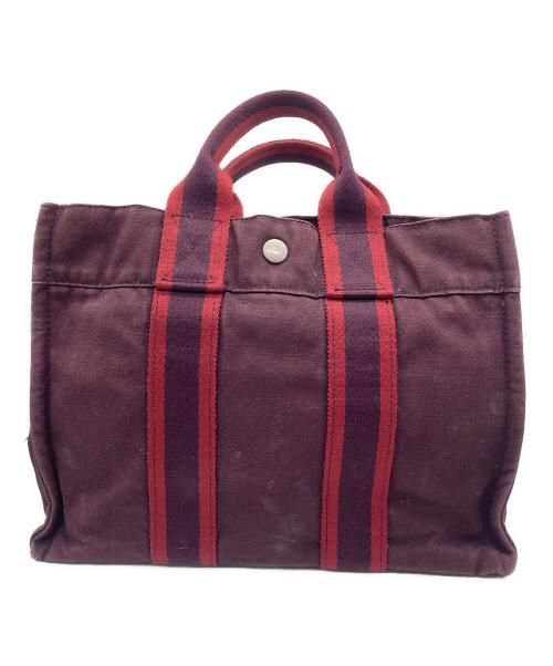 HERMES（エルメス）HERMES (エルメス) ハンドバッグ ブラウン×レッドの古着・服飾アイテム