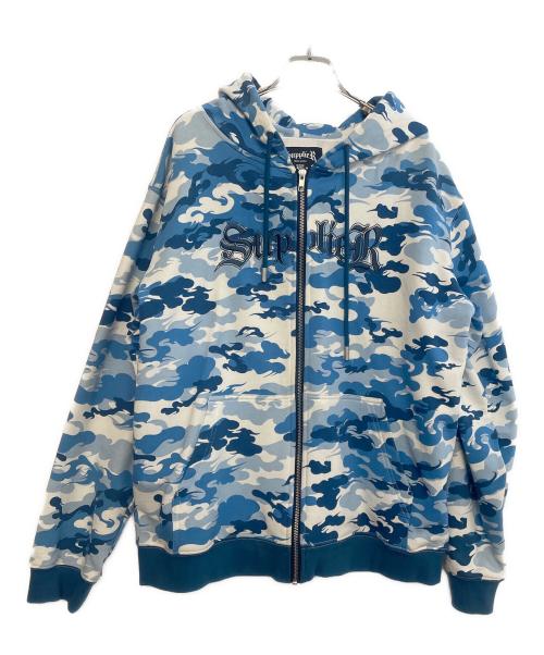 SUPPLIER（サプライヤー）SUPPLIER (サプライヤー) ジップパーカー ブルー×ホワイト サイズ:Mの古着・服飾アイテム