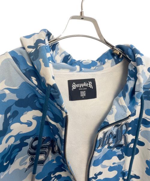SUPPLIER（サプライヤー）SUPPLIER (サプライヤー) ジップパーカー ブルー×ホワイト サイズ:Mの古着・服飾アイテム