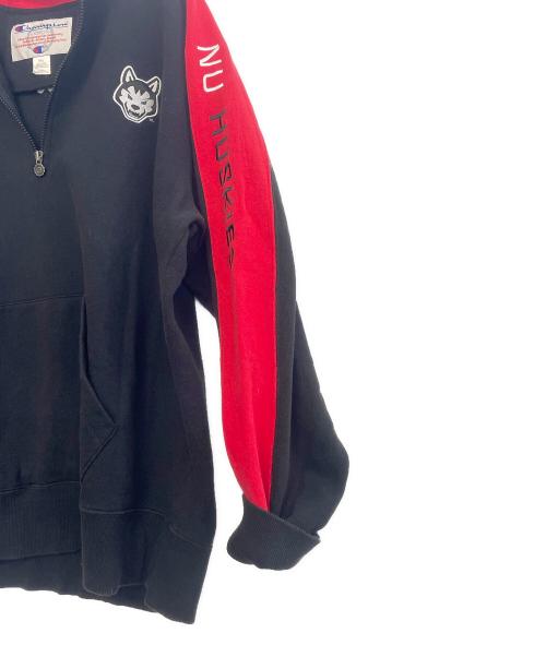 Champion（チャンピオン）Champion (チャンピオン) NU HUSKIES ハーフジップスウェット ブラック×レッド サイズ:XXLの古着・服飾アイテム