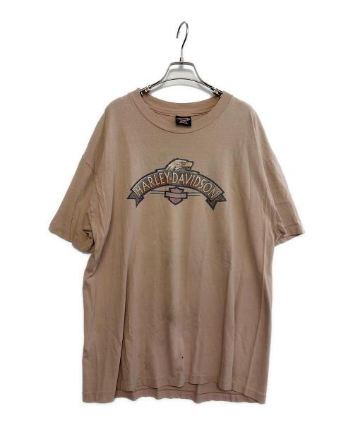 HARLEY-DAVIDSON（ハーレーダビッドソン）HARLEY-DAVIDSON (ハーレーダビッドソン) Hanes (ヘインズ) Tシャツ ベージュ サイズ:XLの古着・服飾アイテム