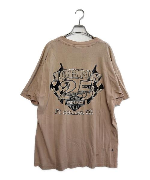 HARLEY-DAVIDSON（ハーレーダビッドソン）HARLEY-DAVIDSON (ハーレーダビッドソン) Hanes (ヘインズ) Tシャツ ベージュ サイズ:XLの古着・服飾アイテム