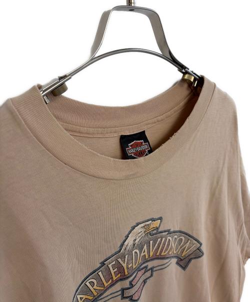 HARLEY-DAVIDSON（ハーレーダビッドソン）HARLEY-DAVIDSON (ハーレーダビッドソン) Hanes (ヘインズ) Tシャツ ベージュ サイズ:XLの古着・服飾アイテム
