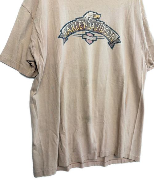 HARLEY-DAVIDSON（ハーレーダビッドソン）HARLEY-DAVIDSON (ハーレーダビッドソン) Hanes (ヘインズ) Tシャツ ベージュ サイズ:XLの古着・服飾アイテム