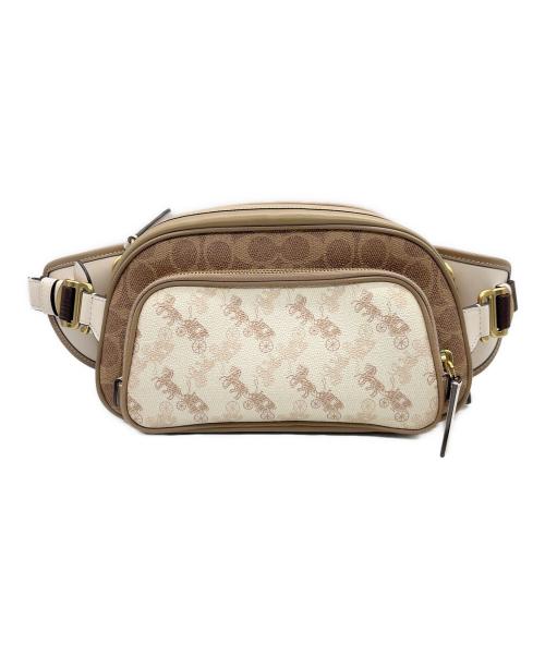 COACH（コーチ）COACH (コーチ) ウエストバッグ ホワイト×ブラウンの古着・服飾アイテム
