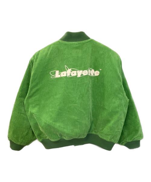 Sauras Being（ソーラス ビーイング）SauRas Being (ソーラス ビーイング) LFYT (エルエフワイティー) CORDUROY VARSITY JACKET 黄緑 サイズ:Lの古着・服飾アイテム