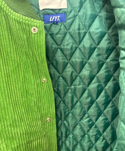 Sauras Being（ソーラス ビーイング）SauRas Being (ソーラス ビーイング) LFYT (エルエフワイティー) CORDUROY VARSITY JACKET 黄緑 サイズ:Lの古着・服飾アイテム