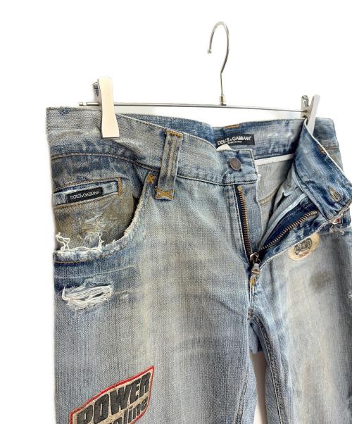 DOLCE & GABBANA（ドルチェ＆ガッバーナ）DOLCE & GABBANA (ドルチェ＆ガッバーナ) ワッペンデニムパンツ インディゴ サイズ:size50の古着・服飾アイテム