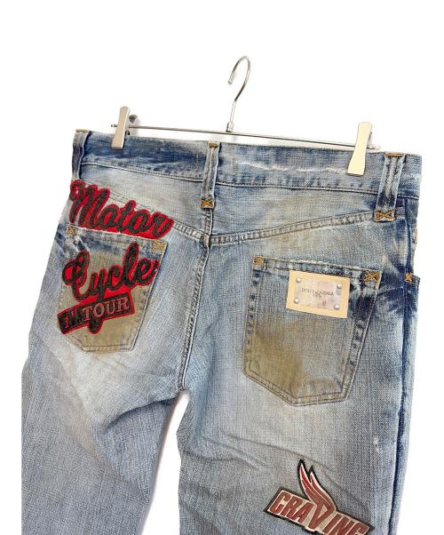 DOLCE & GABBANA（ドルチェ＆ガッバーナ）DOLCE & GABBANA (ドルチェ＆ガッバーナ) ワッペンデニムパンツ インディゴ サイズ:size50の古着・服飾アイテム