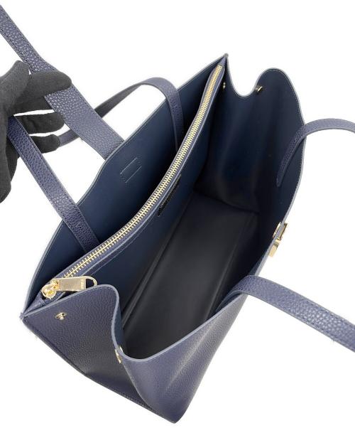 FURLA（フルラ）FURLA (フルラ) レザートートバッグ ネイビーの古着・服飾アイテム